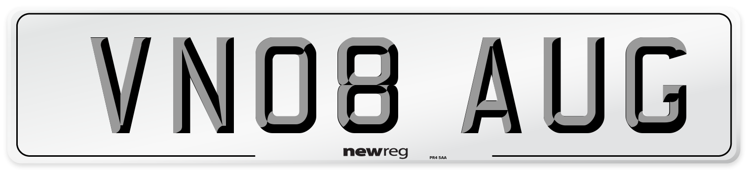 VN08 AUG Number Plate from New Reg